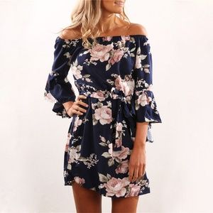 Women Dress 2018 Summer Sexy Off Shoulder Floral